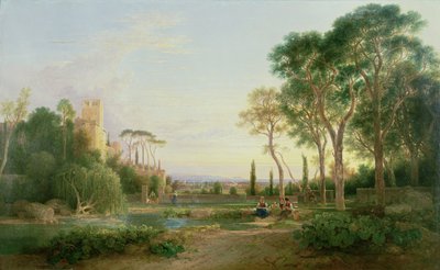 Weitläufige Gartenszene in der Bucht von Neapel von Franz Richard Unterberger